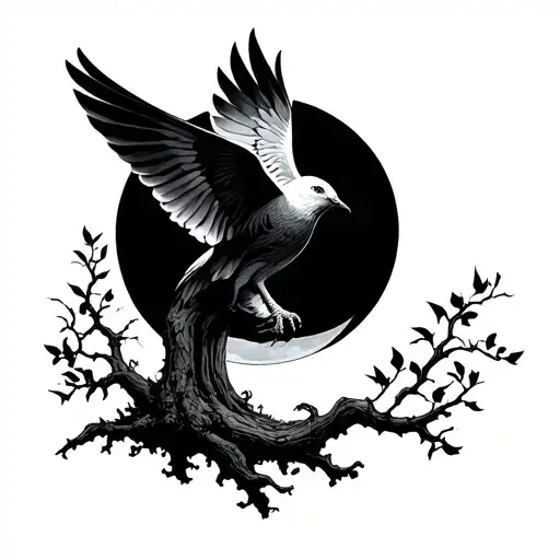 Poison Tree Growing Dove Flying Moon Shining