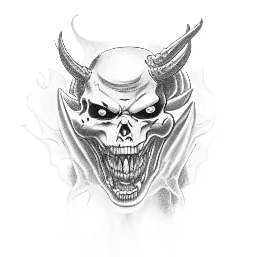 A Demon Emerging From A Caveira's Mouth