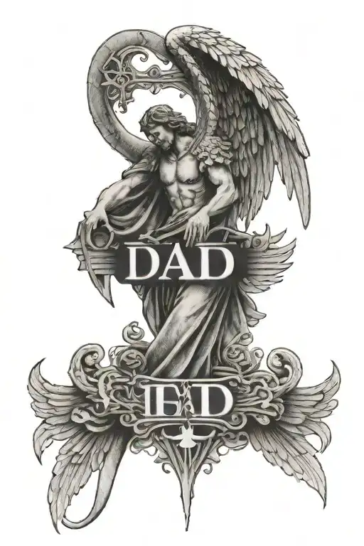 Dad In Angel Wings With 10-17-1972 In Roman Numerals Below
