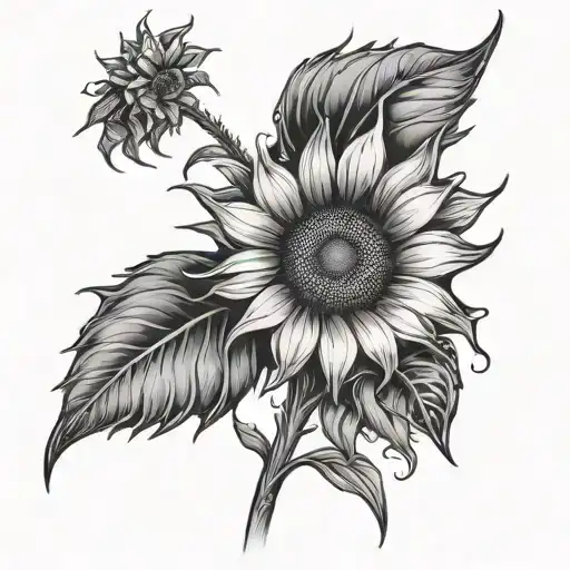 Sunflower And Fire Flames