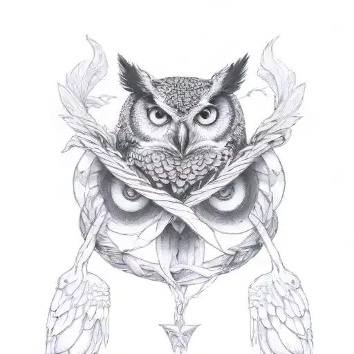 Shoulder Chest Tattoo Of An Owl Killing A Snake