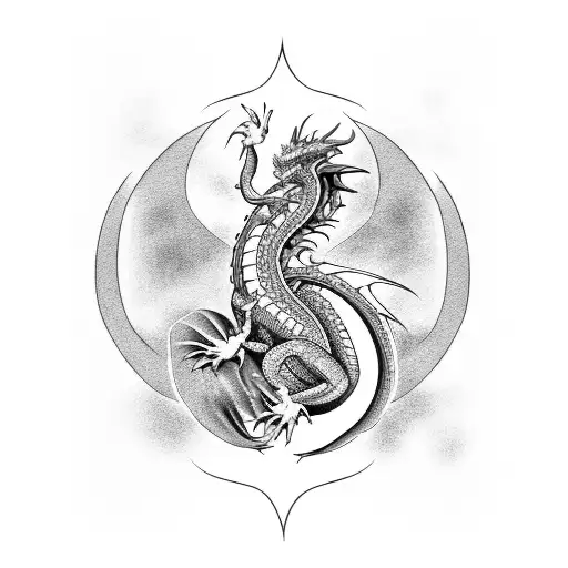 A Dragon Shenron Surrounded By Flames And Dragon Balls