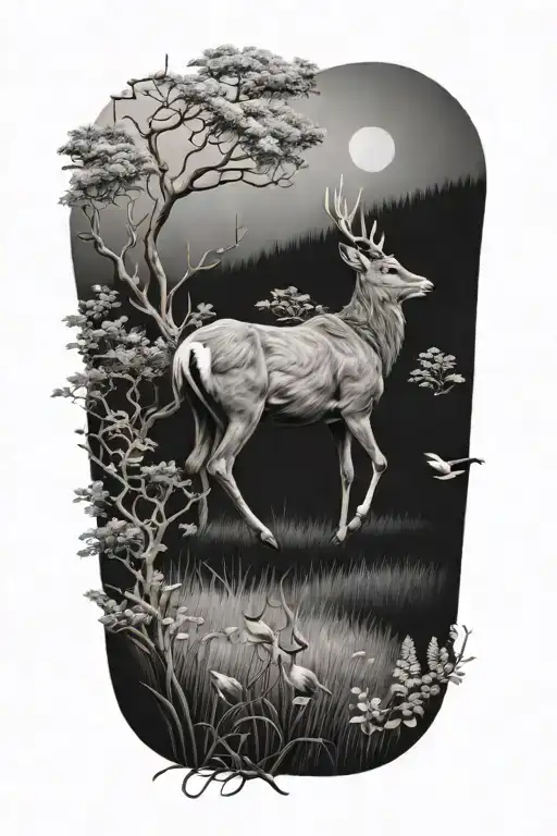 Realistic Red Deer Birds