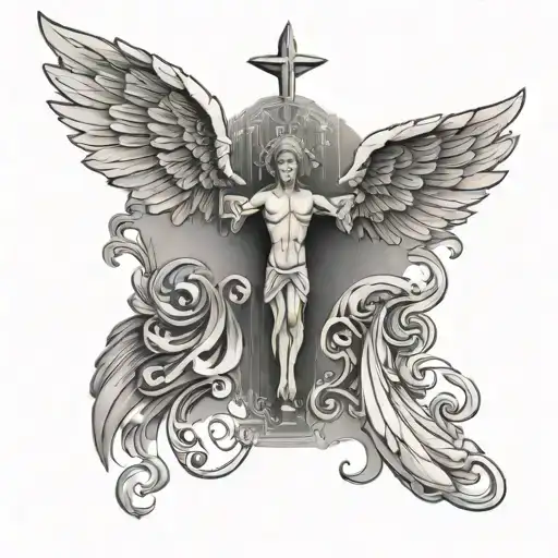 Christian Cross With Angel