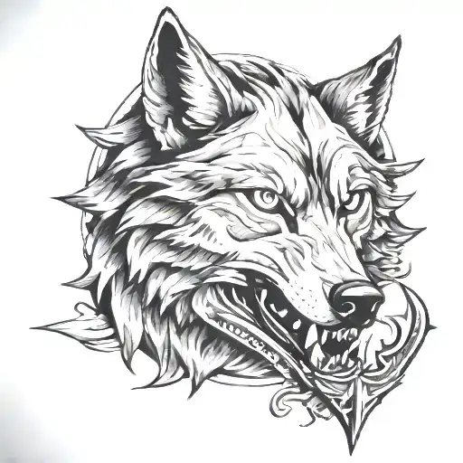 Knife And Wolf Head