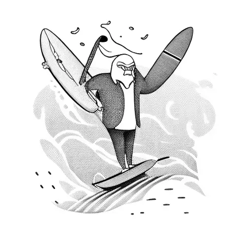 A Manager Holding A Surfboard And Riding A Skateboard While Balancing A Cup Of Coffee