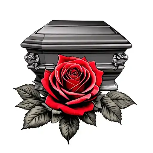 Red Rose With Casket
