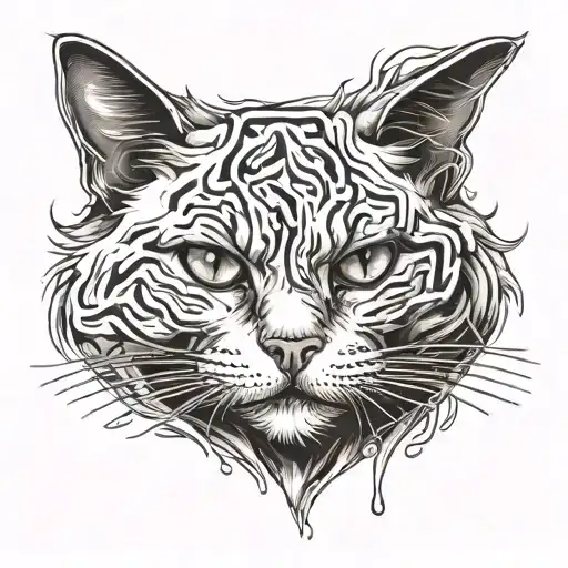 Cat With Head Down And Scrunched Up Face With Olive Hitting On Its Head