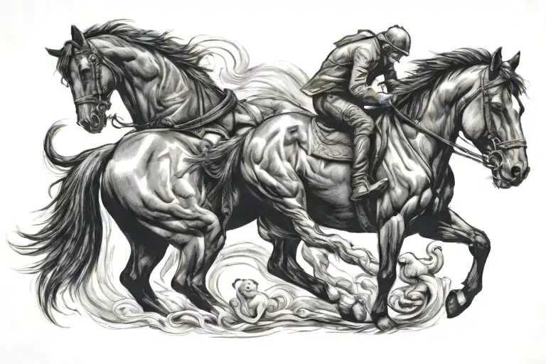 Horse And Cat Playing