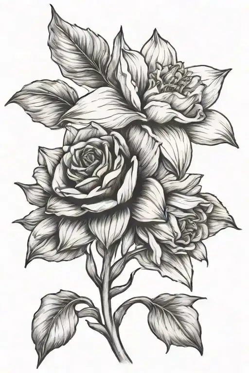 Daffodil And Rose Intertwined