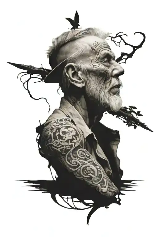 A Older Man Style Tattoo Meaning About Being A Broken Father But Growing