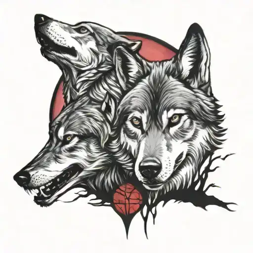 Wolves And Blood Red Moon