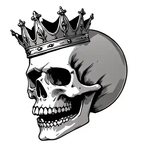 A Skull In A Contouring Comic Style With A Crown