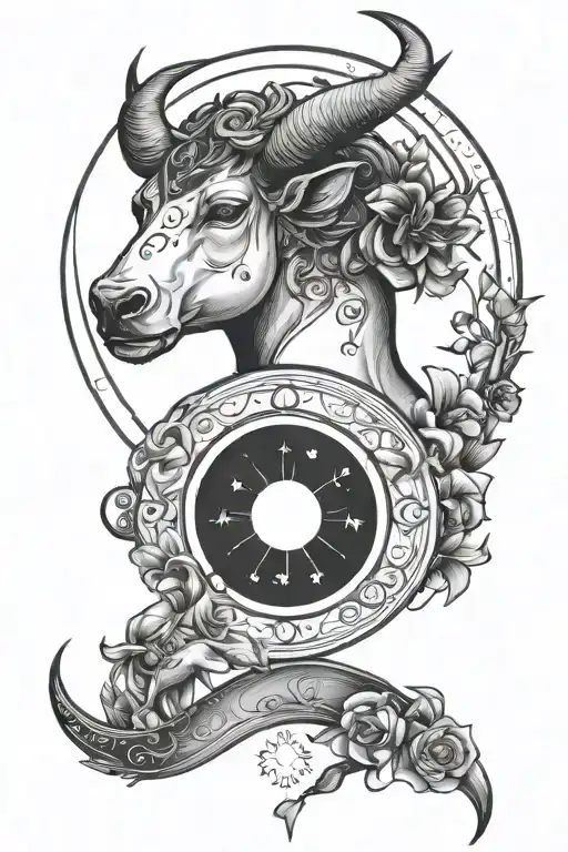 Feminine Taurus Tattoo With Moon Phases