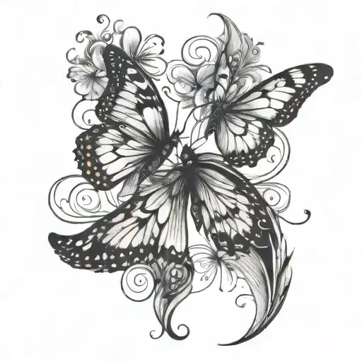 Feather Breaking Off Into Butterflies Fluttering With The Words Mom And Denna Perry On It