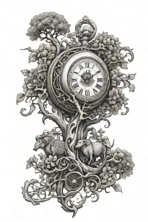 Pocket Watches Intertwined Aries Ram Tree Of Life Intertwined