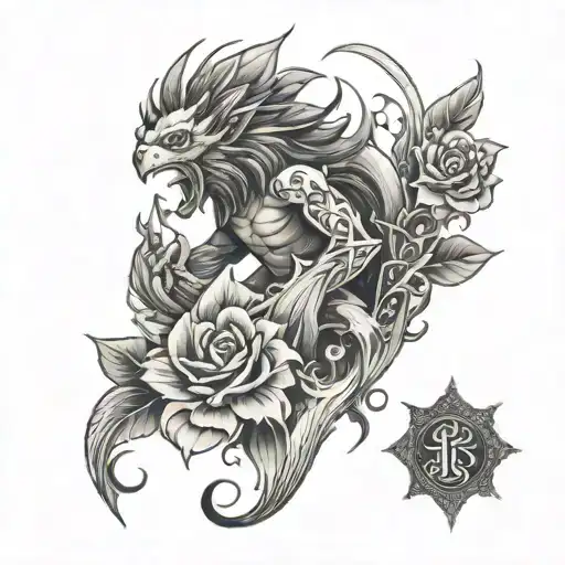 Infernape Burning Floral Design With Elven Text In The Middle