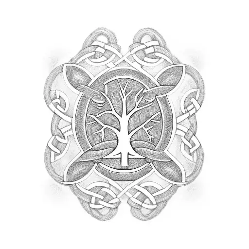 Tree Of Life Shoulder Tattoo With Celtic Knots