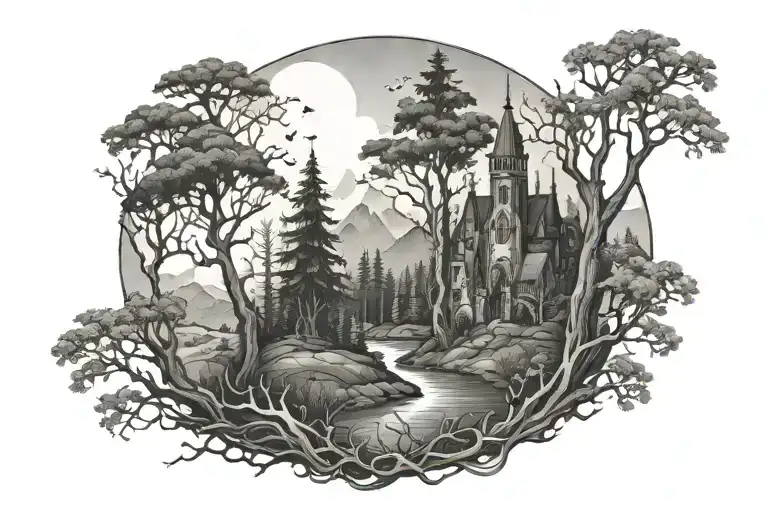 Gothic Forest Landscape