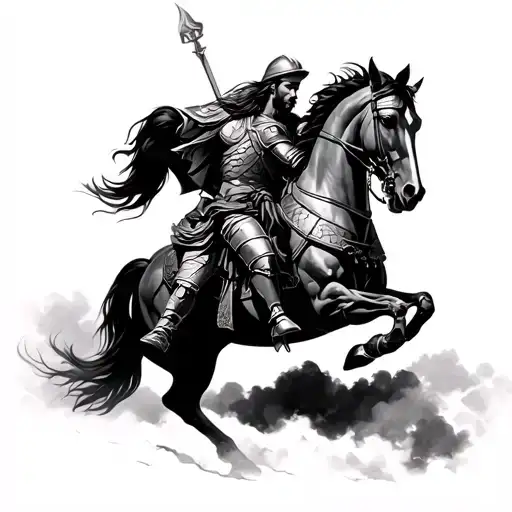 Achilles On A Horse In Armor