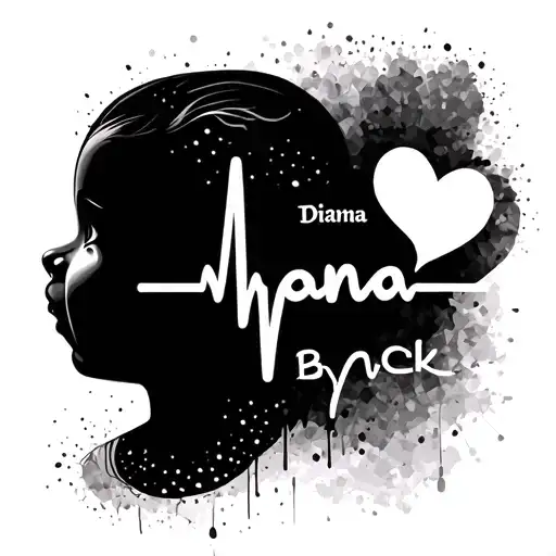 Heartbeat With Side Profile Of Baby With The Name Diana