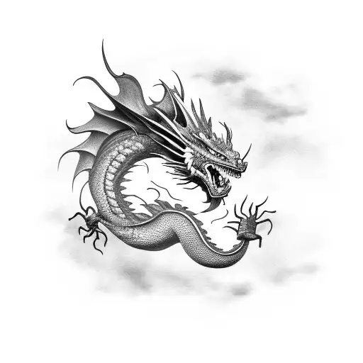Traditional Dragon With Huge Fire Breath