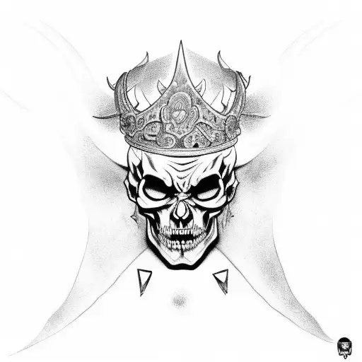 Demon With Skull Crown And Mandala On Top Of Head