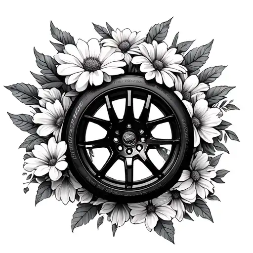 May And July Birth Flowers Wrapped Around A Race Car Sterring Wheel