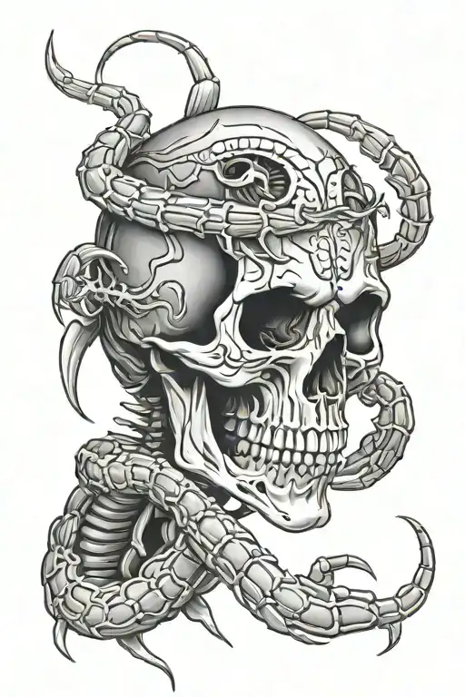 Skull With Scorpion Crawling Full Body