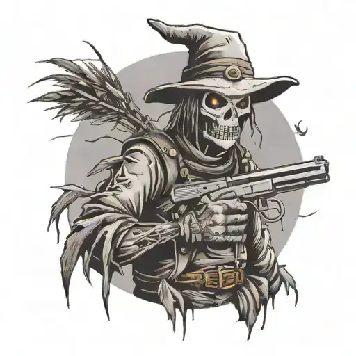 Scarecrow Holding Uzi