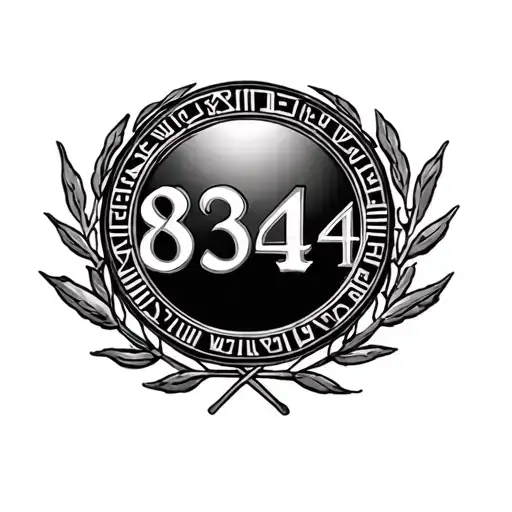 834 Roman Numeral With Laurel Wreath In Warrior Theme