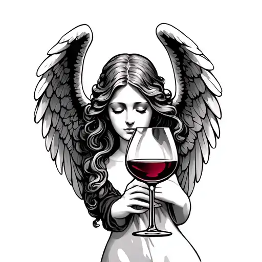 Angel With Glass Of Wine