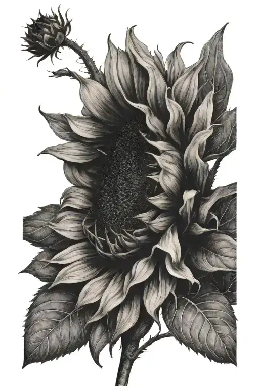 Sunflower With Stem Turning Into A Name