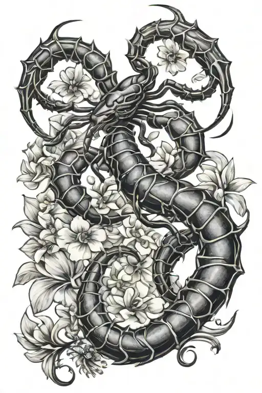 Flowers Moon Scorpion Intertwined