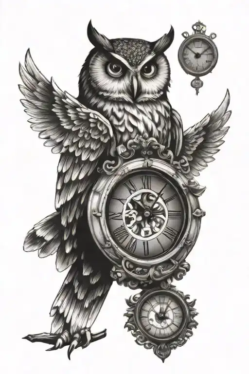 Owl Holding Clock