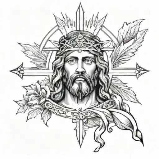 Jesus Is King Cross Tattoo Design