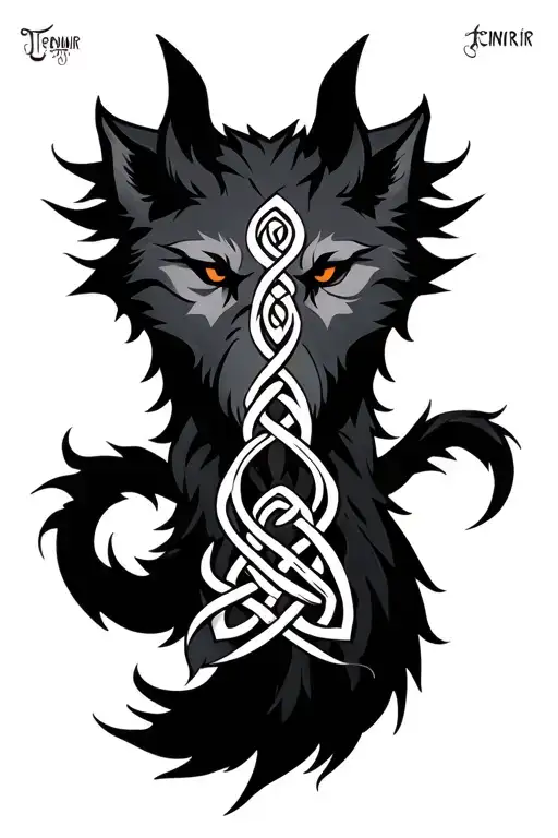 Fenrir Celtic Knot With Sanskrit Mantra