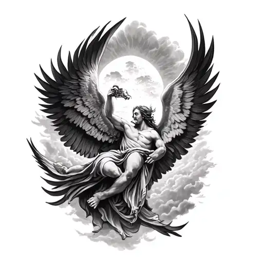 The Great Battle In Heaven Half Sleeve Tattoo Good Over Evil