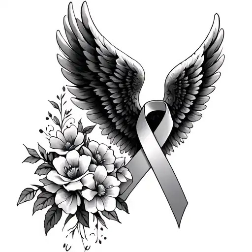 Angel Wings Cancer Ribbon Flowers