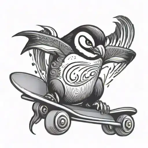 Skateboarding Penguin