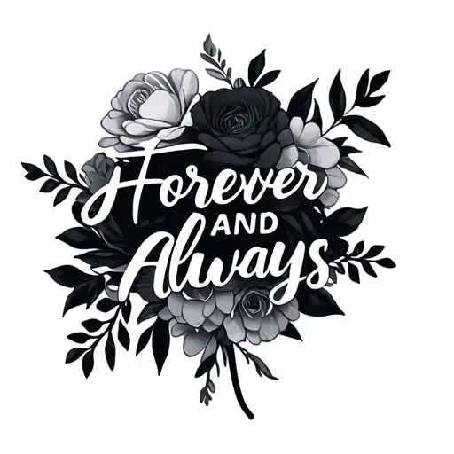 Floral Bouquet With Writing Forever And Always