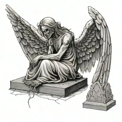 Angel Of Death Sitting On A Tombstone