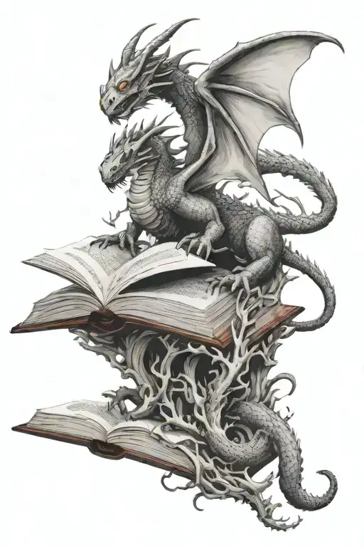 Dragon Climbing Out Of An Open Book