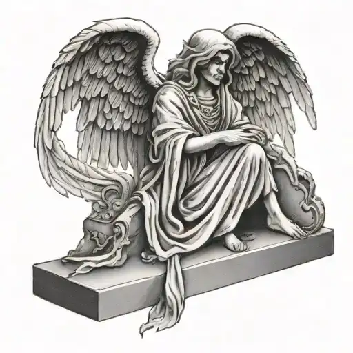 Angel Of Death Sitting On A Tombstone