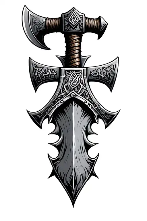 Viking Axe Set On The Runes