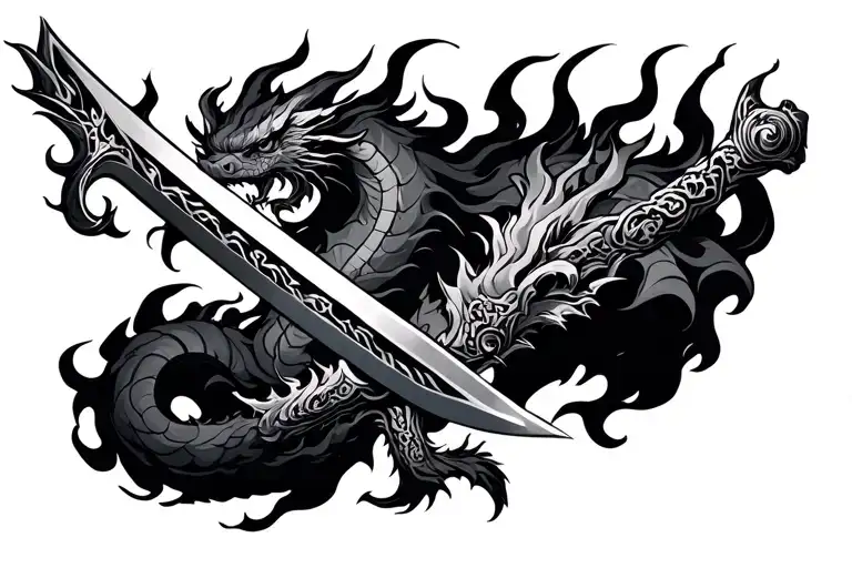 Hengdang Sword With Four Feeted Flame Throwing Dragon