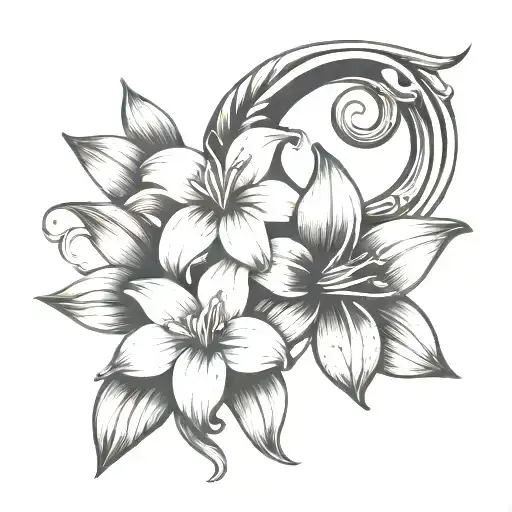 Feminist Symbol Intertwined With Lilly Flower