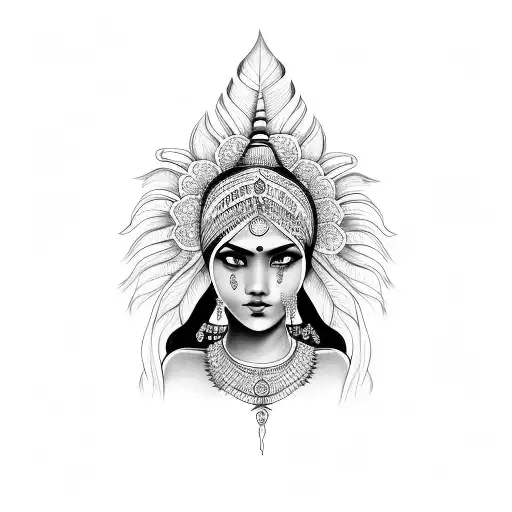 Back Tatto Indian Girl Face