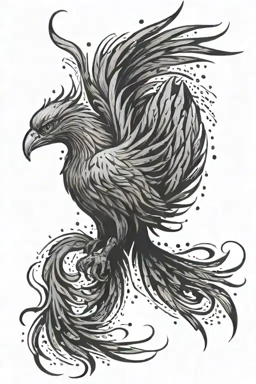 Rain Falling And A Phoenix Symbol Forearm Sleeve