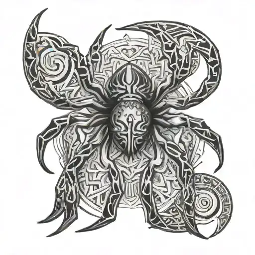 Spider With Aztec Clalendar